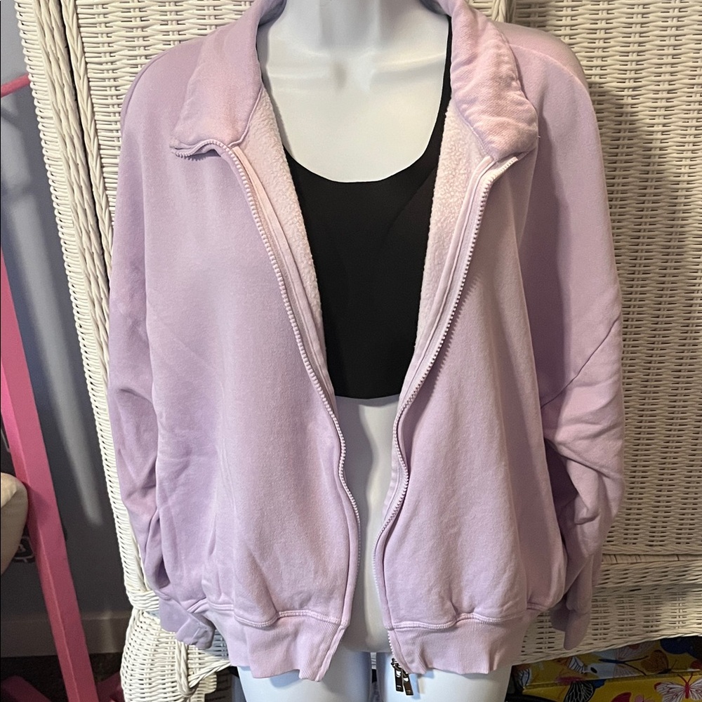 PINK Victoria's Secret Lavender Fleece Bomber Jacket